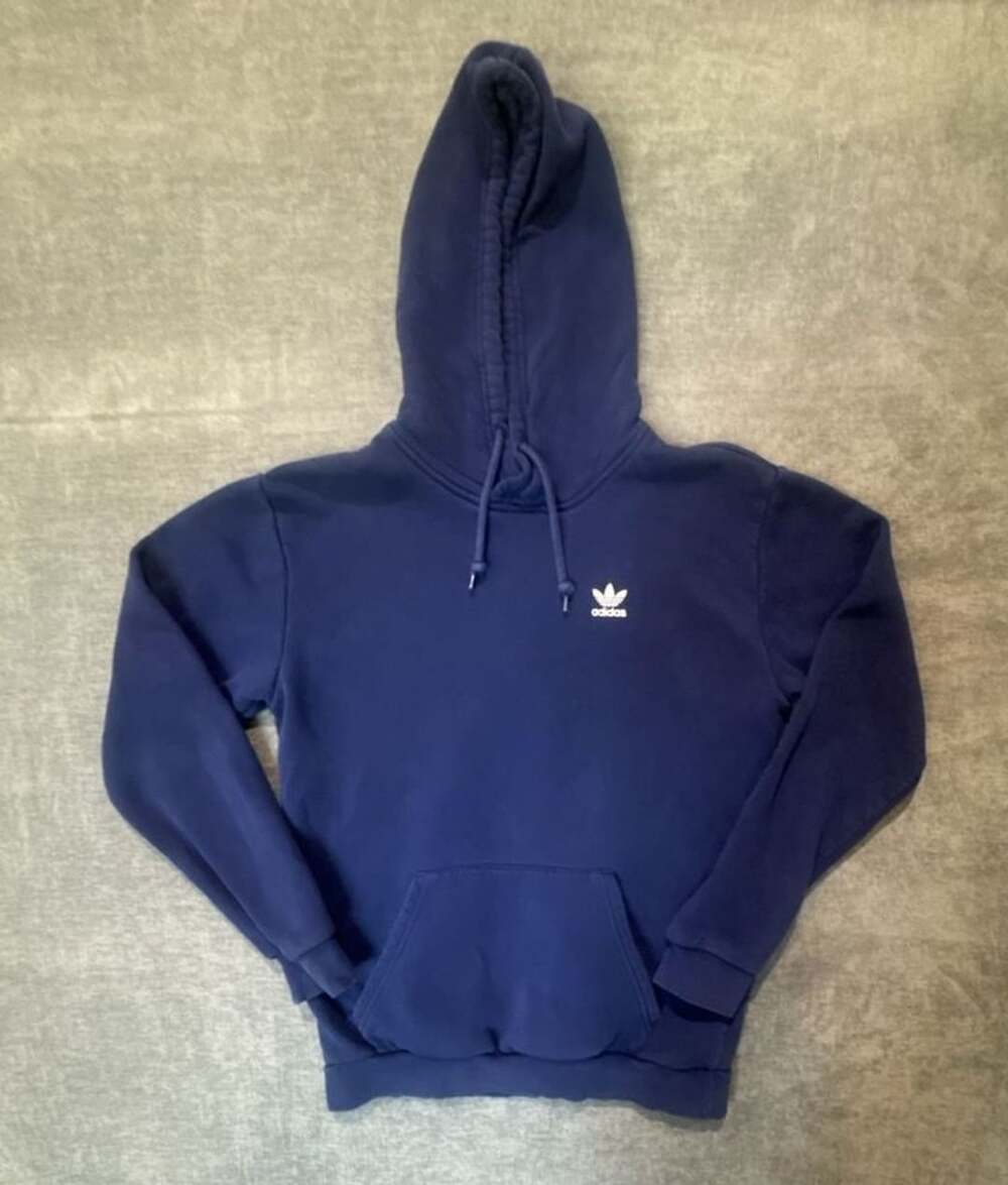 Adidas Trefoil Essentials Hoodie Size S Blue Primegreen Pullover